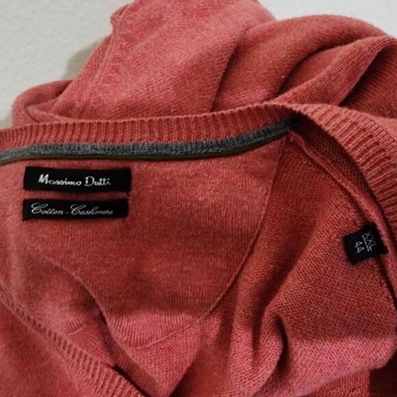 Massimo Dutti Cotton Cashmere Blend V-Neck Pullover Sweater Mens XXL - Picture 3 of 4